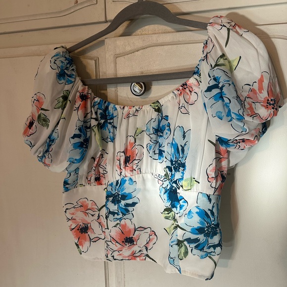 ABERCROMBIE Ruched Puff Sleeve Scoopneck Top NWOT - Picture 5 of 10